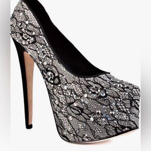 ZigiNY Blacklabel Lace and Rhinestone Stilettos.  Size 10.  New without tag.